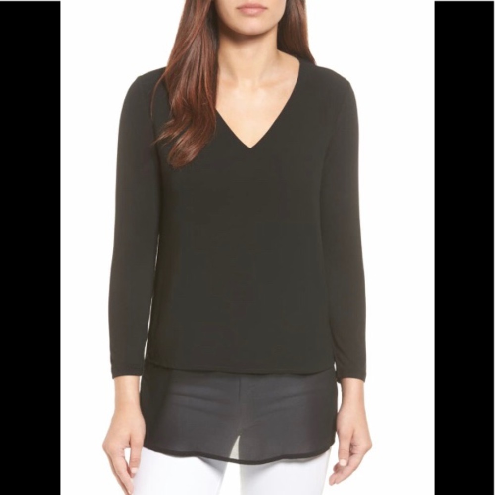 Michael Kors Black v-neck blouse size sm like new